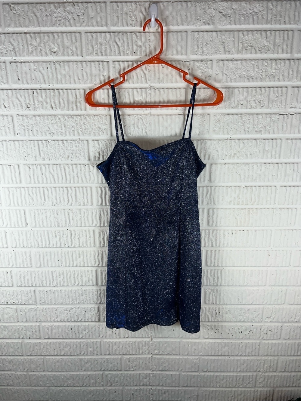Divided Sparkle Navy Slip Dress with Spaghetti Straps